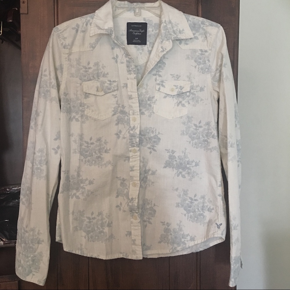 AE Button Down Floral Top
